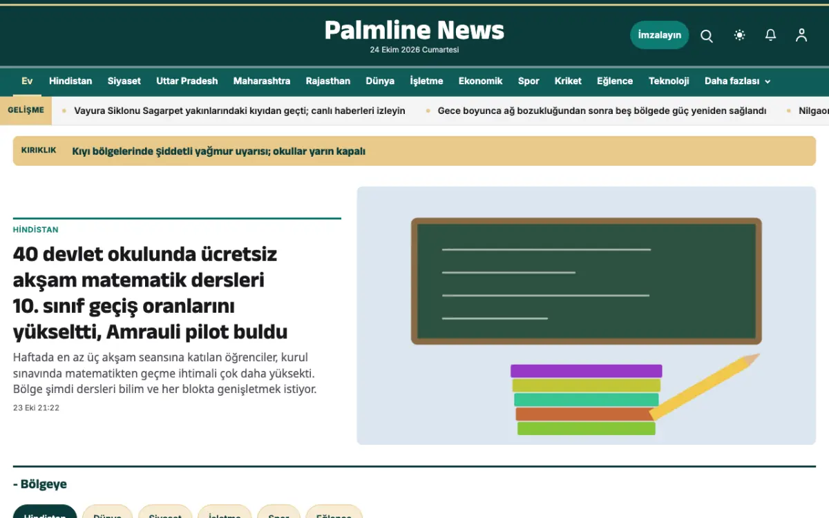 Palmline — Genel Haberleri web sitesi şablonu, masaüstü görünümü
