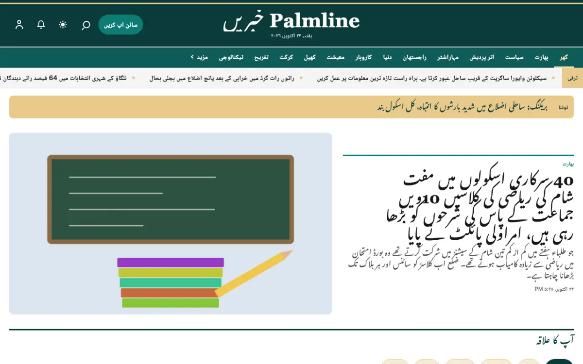 Palmline — عمومی خبریں ویب سائٹ ٹیمپلیٹ، ڈیسک ٹاپ منظر