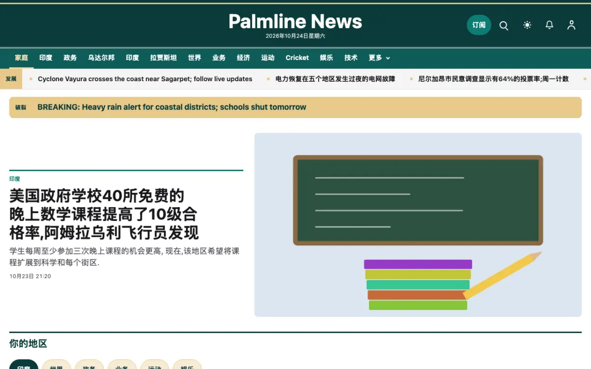 Palmline — 综合新闻网站模板，桌面版预览