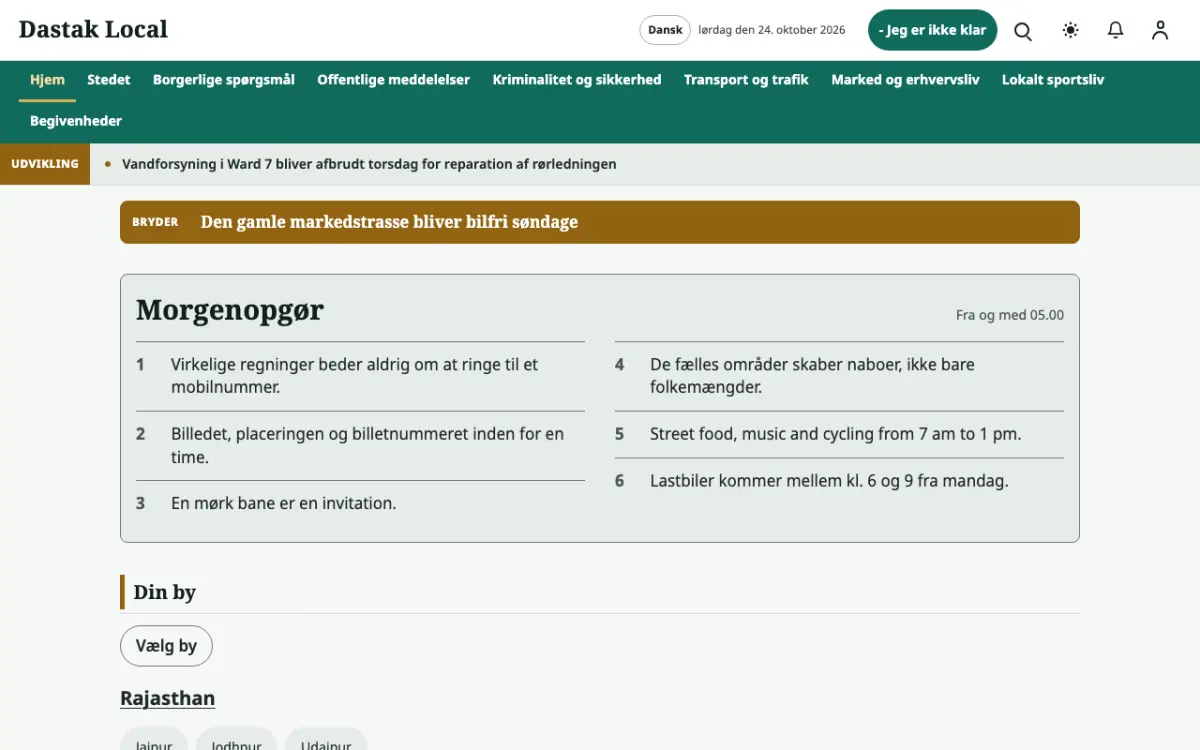 Latchpost – hjemmesideskabelon til Lokalt News, skrivebordsvisning