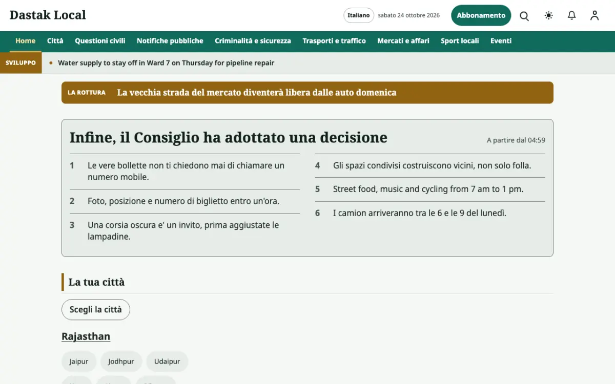 Latchpost – template di sito per News Locali, vista desktop