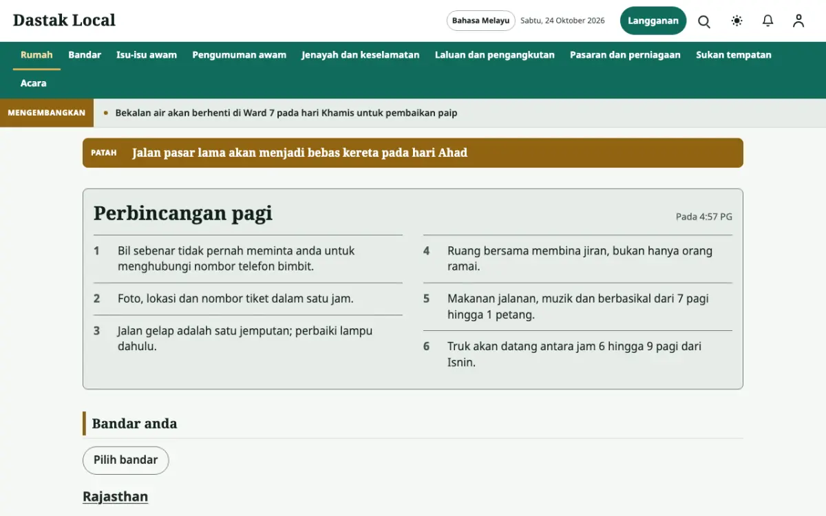 Latchpost — templat laman web Berita Tempatan, paparan desktop