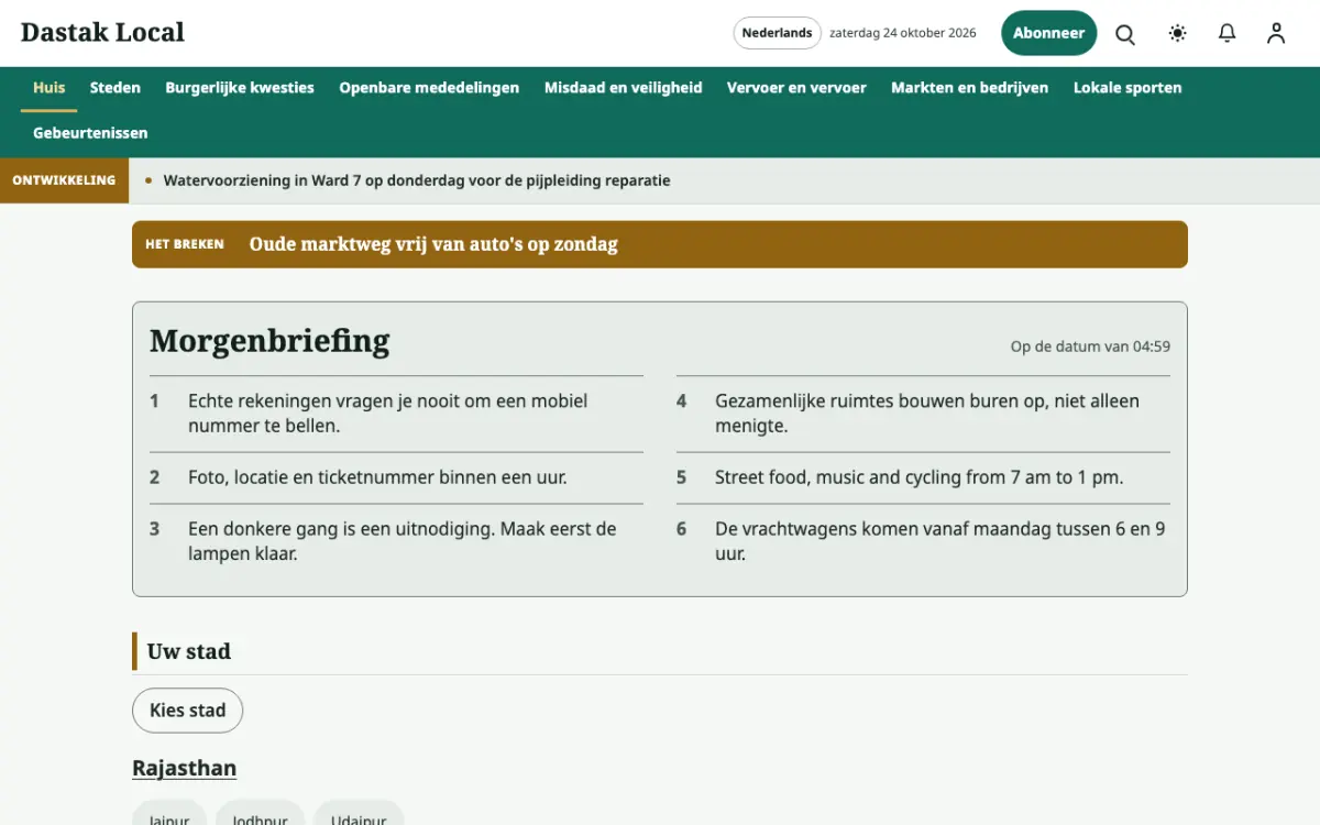 Latchpost – websitetemplate voor Lokaalnieuws, desktopweergave
