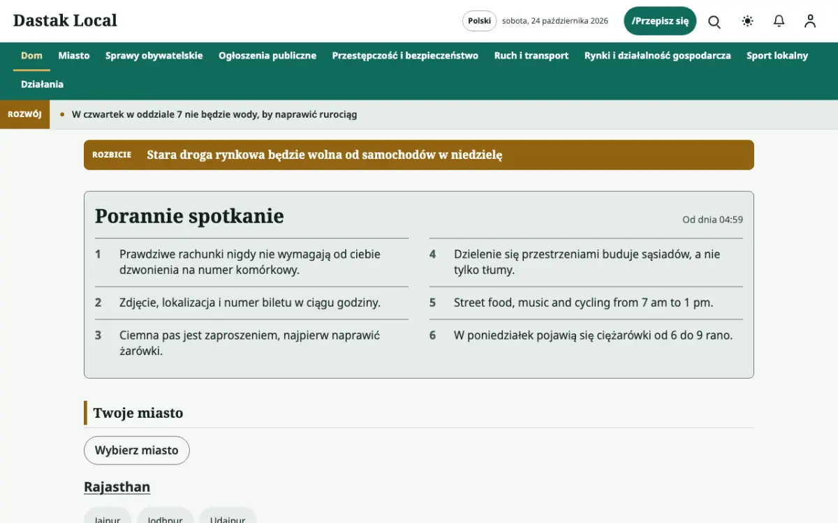Latchpost – szablon strony (Lokalne: wiadomości), widok na komputerze