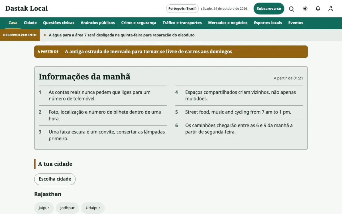 Latchpost — modelo de site de Notícias de Local, visualização em desktop