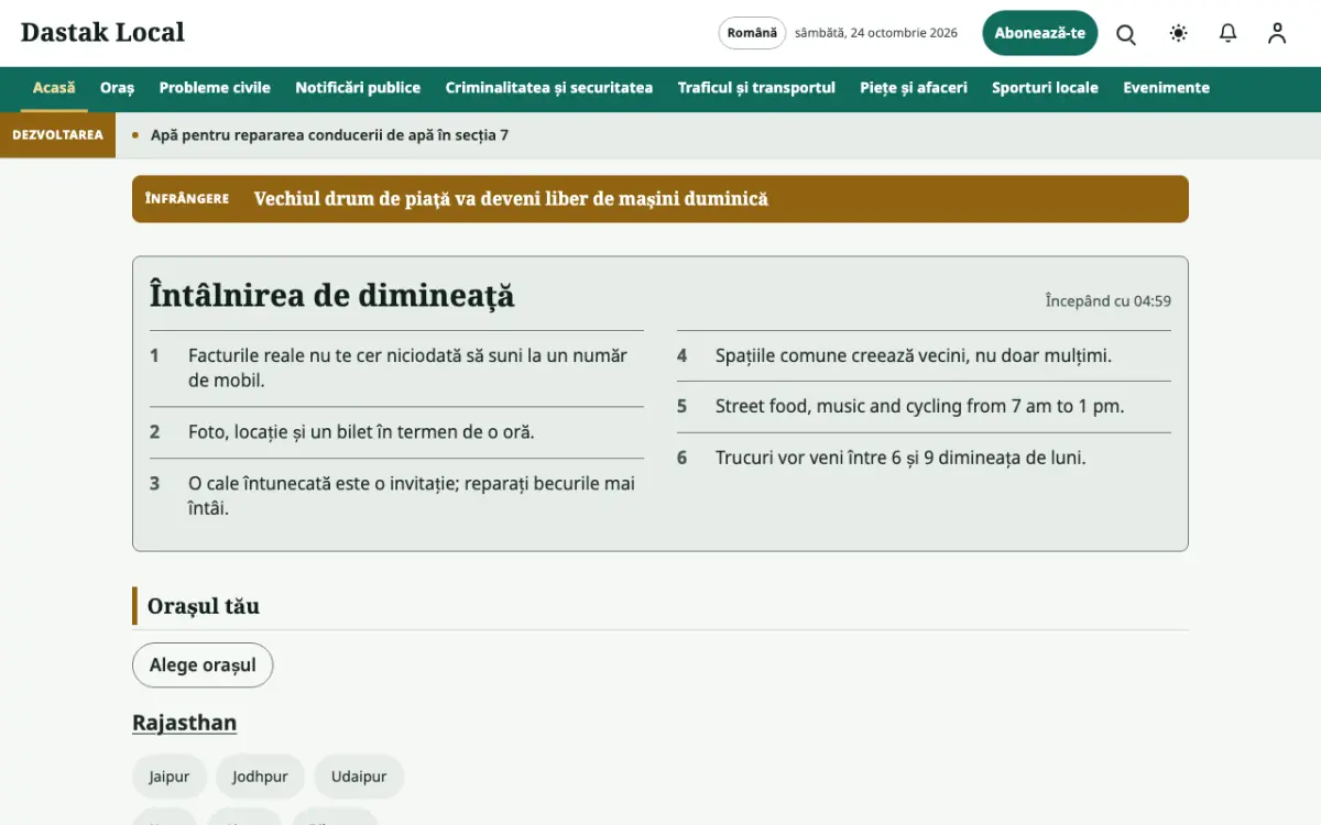 Latchpost – șablon de site pentru Știri Local, vedere pe desktop