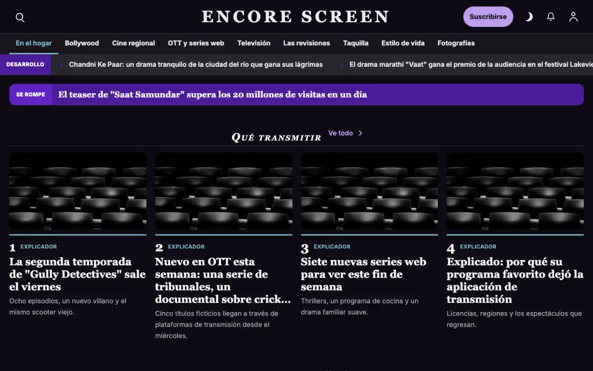 Curtaincall — plantilla de sitio web de Noticias de Entretenimiento, vista de escritorio