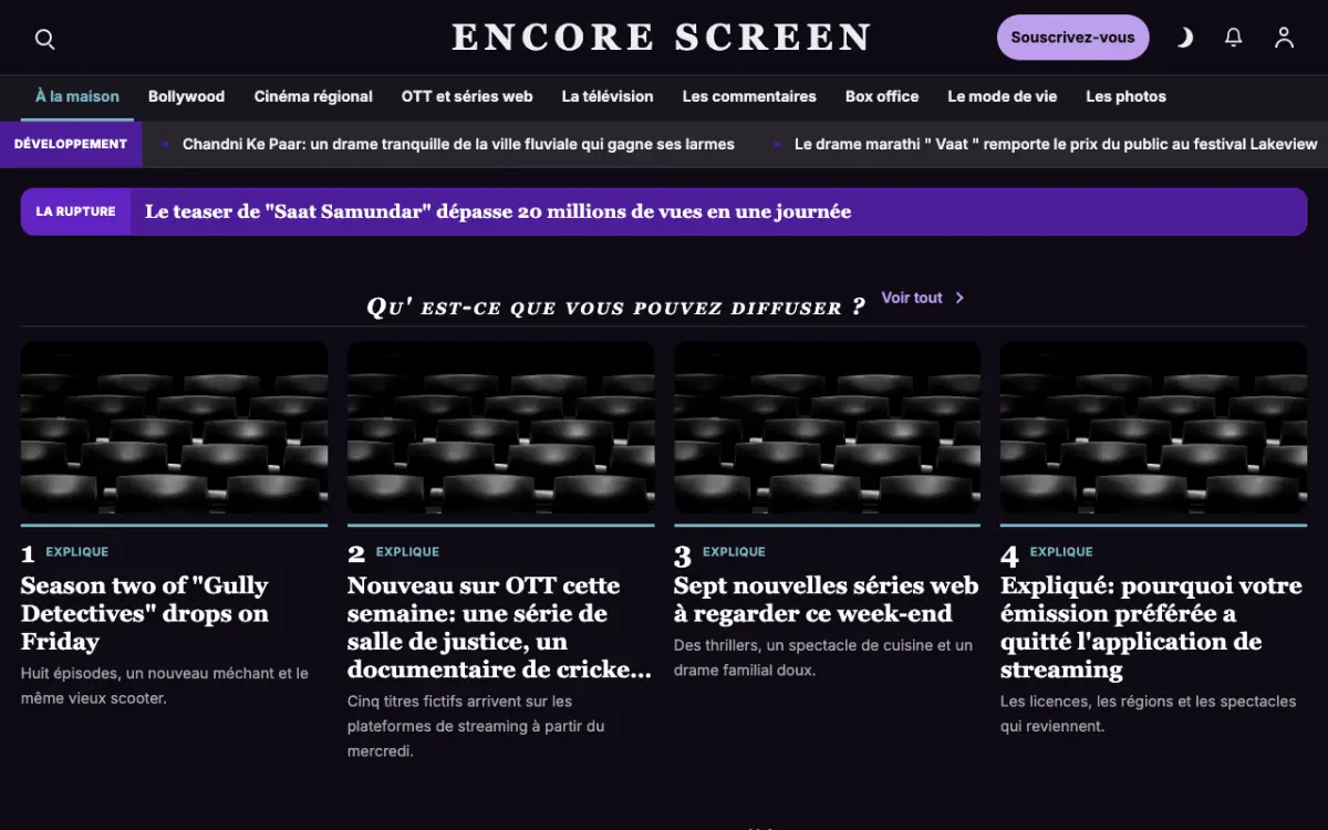 Curtaincall — modèle de site web Actualités Divertissement, vue sur ordinateur