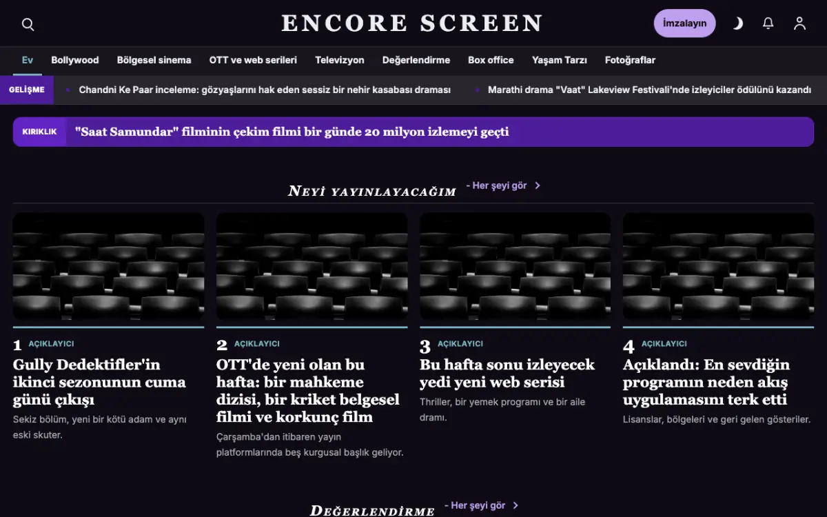 Curtaincall — Eğlence Haberleri web sitesi şablonu, masaüstü görünümü
