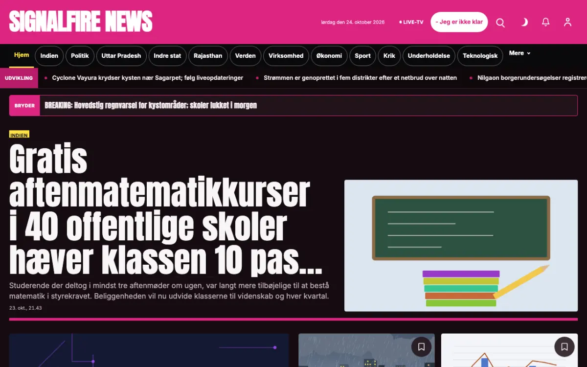 Signalfire – hjemmesideskabelon til Generelt News, skrivebordsvisning
