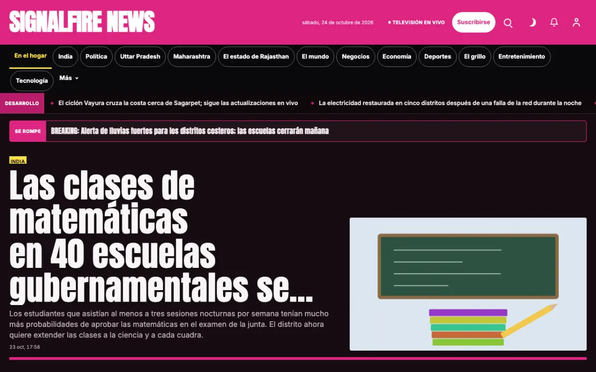 Signalfire — plantilla de sitio web de Noticias de Generales, vista de escritorio