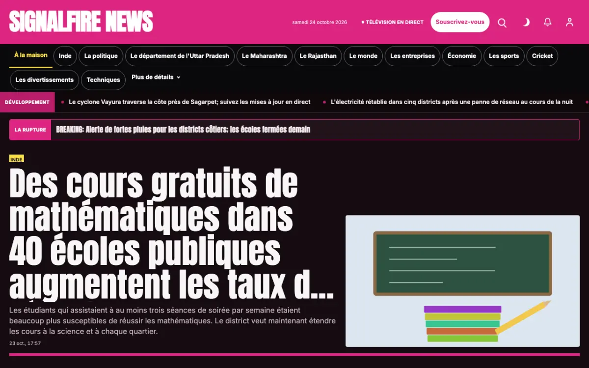 Signalfire — modèle de site web Actualités Générales, vue sur ordinateur
