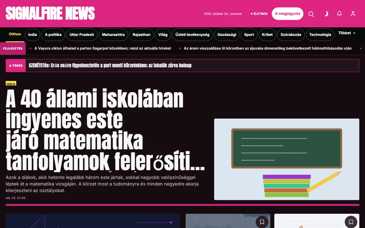 Signalfire — Általános: hírek weboldalsablon, asztali nézet