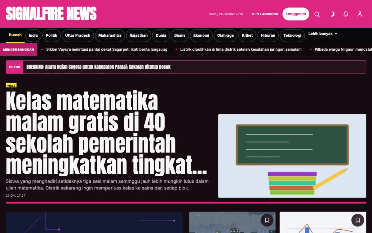 Signalfire — template situs Berita Umum, tampilan desktop