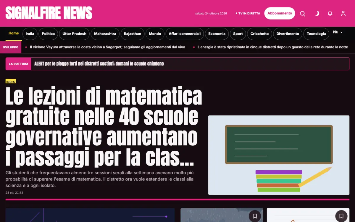 Signalfire – template di sito per News Generali, vista desktop