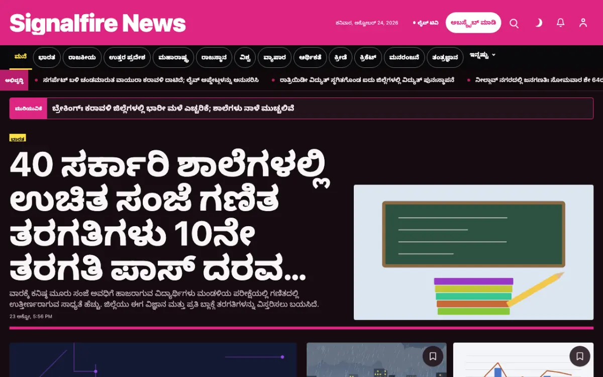 Signalfire — ಸಾಮಾನ್ಯ ಸುದ್ದಿ ವೆಬ್ಸೈಟ್ ಟೆಂಪ್ಲೇಟ್, ಡೆಸ್ಕ್‌ಟಾಪ್ ನೋಟ