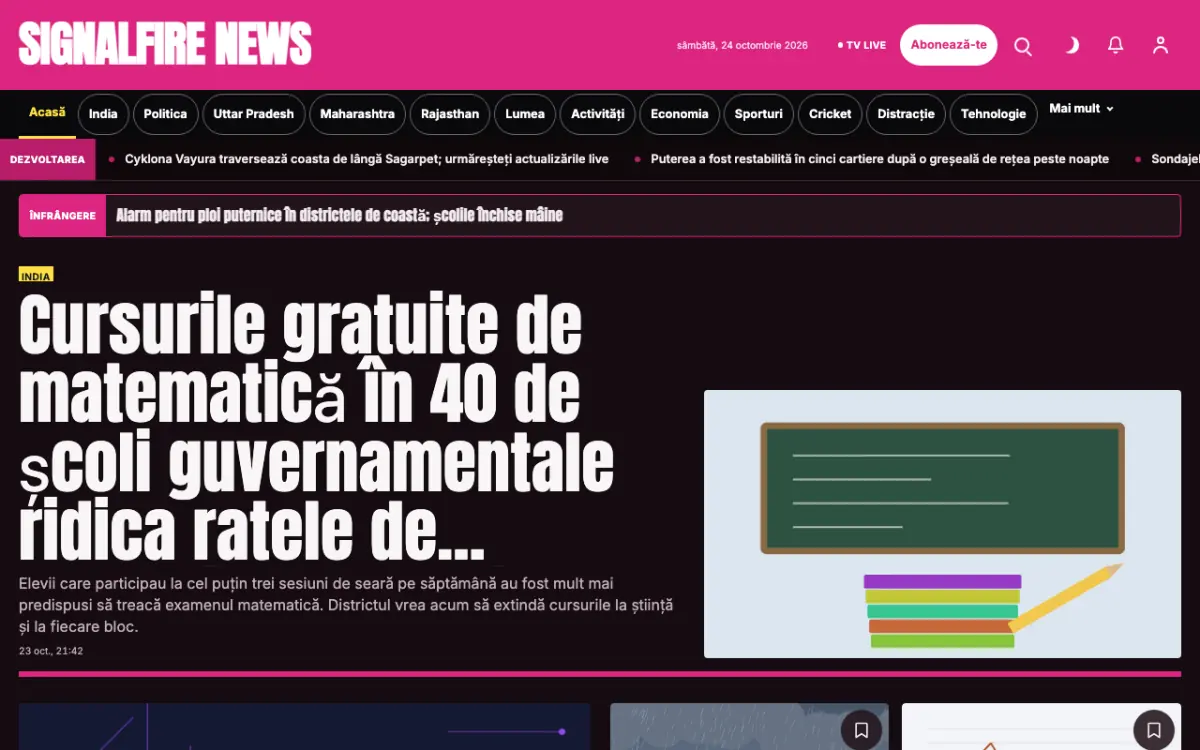 Signalfire – șablon de site pentru Știri Generale, vedere pe desktop