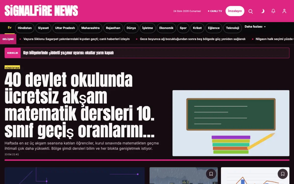Signalfire — Genel Haberleri web sitesi şablonu, masaüstü görünümü