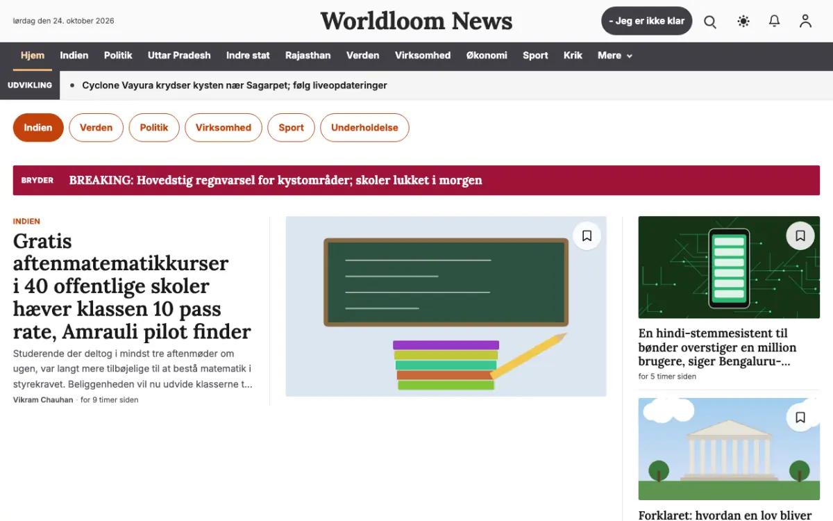 Worldloom – hjemmesideskabelon til Generelt News, skrivebordsvisning