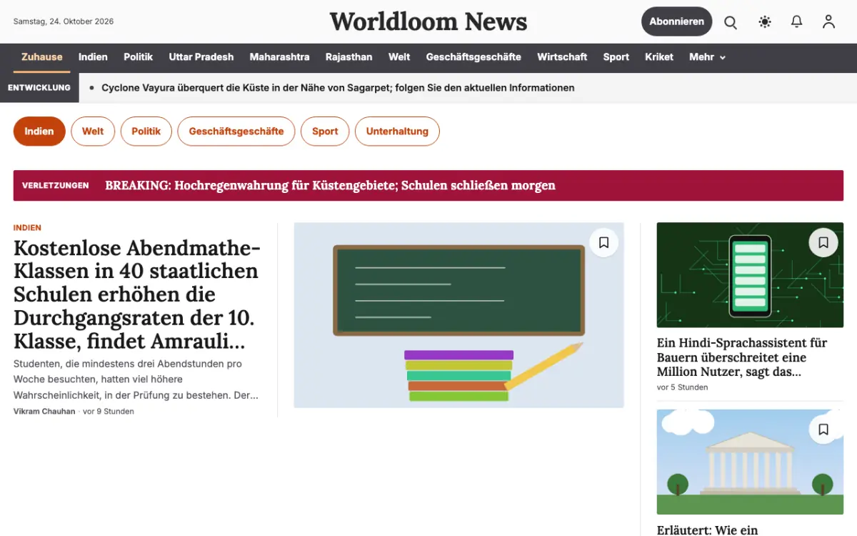 Worldloom – Website-Vorlage für Allgemein-News, Desktop-Ansicht