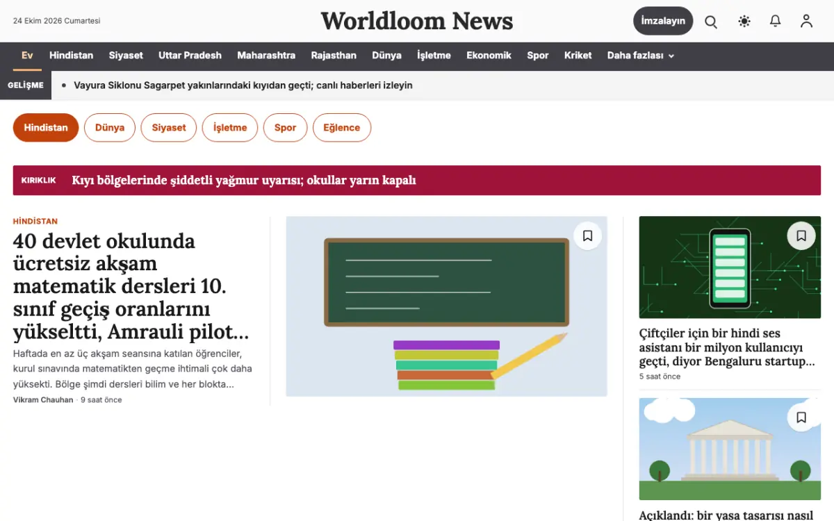 Worldloom — Genel Haberleri web sitesi şablonu, masaüstü görünümü