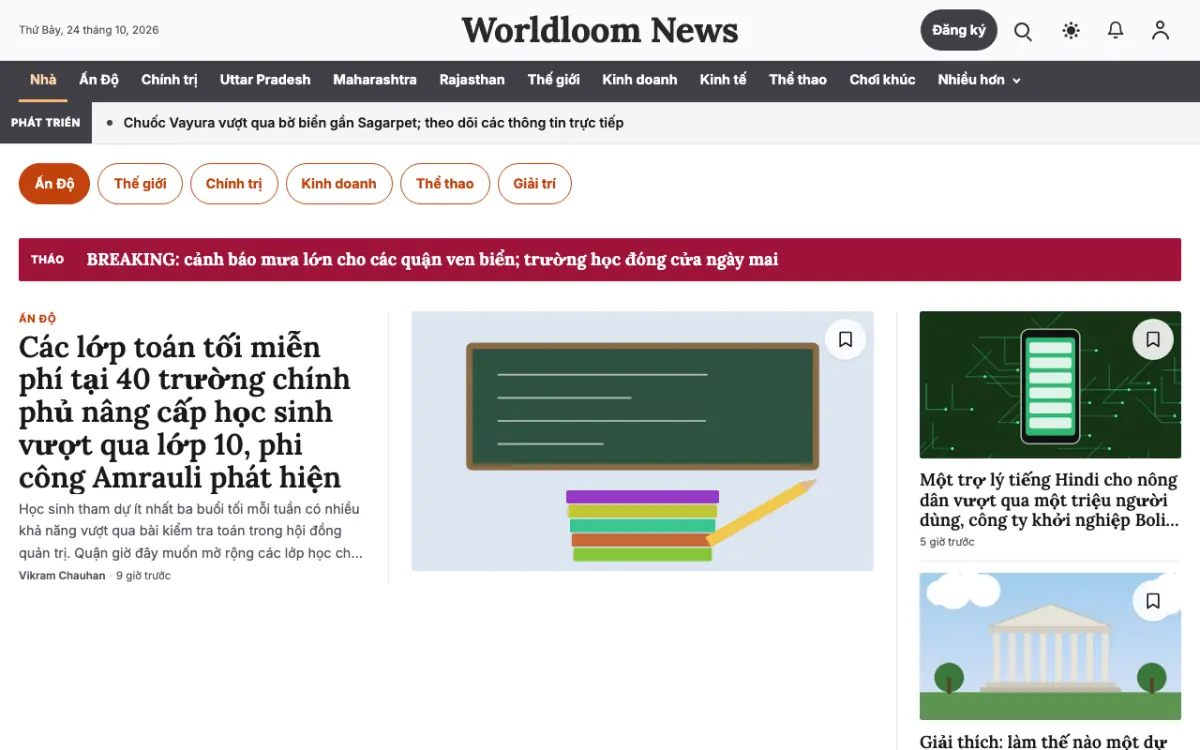 Worldloom — mẫu website Tin Tổng hợp, giao diện máy tính