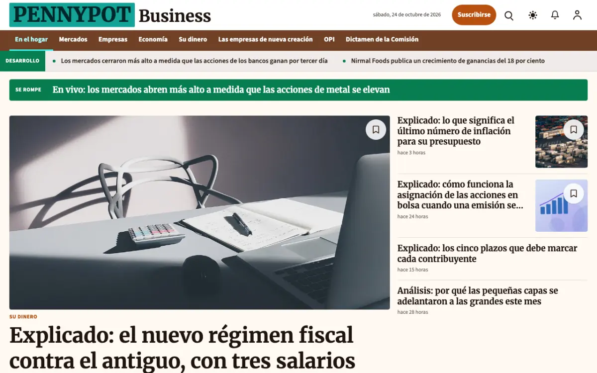 Pennypot — plantilla de sitio web de Noticias de Negocios, vista de escritorio