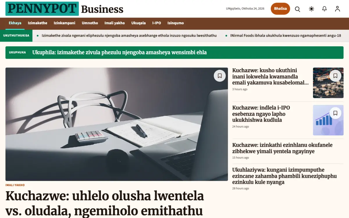 Pennypot — ithempulethi yewebhusayithi ye-Izindaba ze-Ezebhizinisi, ukubuka kwekhompyutha