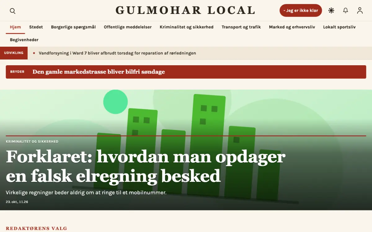 Blossomrow – hjemmesideskabelon til Lokalt News, skrivebordsvisning