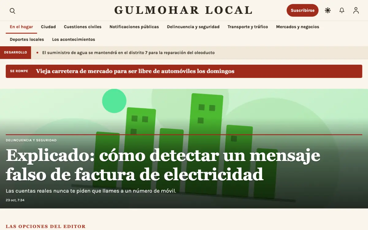 Blossomrow — plantilla de sitio web de Noticias de Local, vista de escritorio