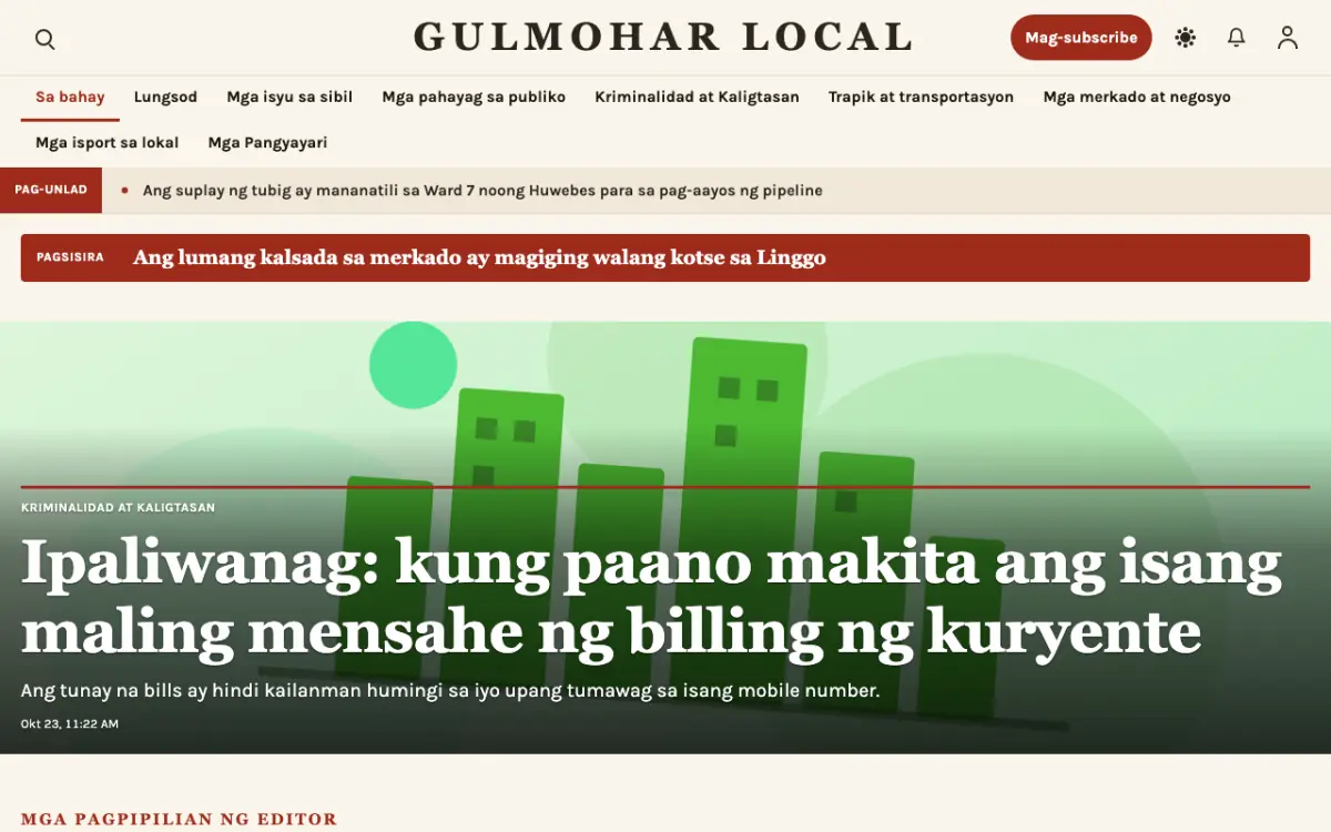 Blossomrow — template ng website na Balitang Lokal, tanaw sa desktop