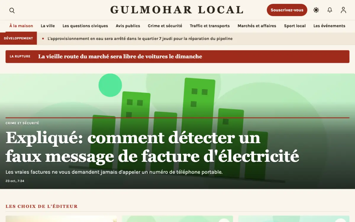 Blossomrow — modèle de site web Actualités Local, vue sur ordinateur
