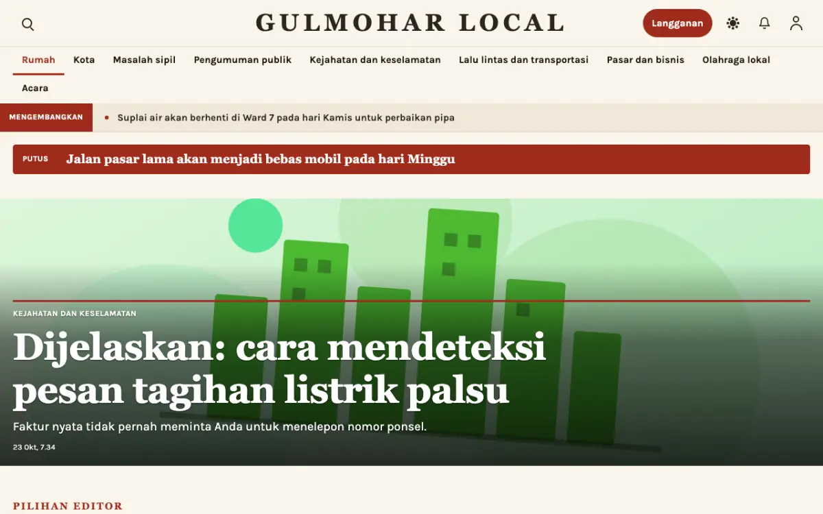 Blossomrow — template situs Berita Lokal, tampilan desktop