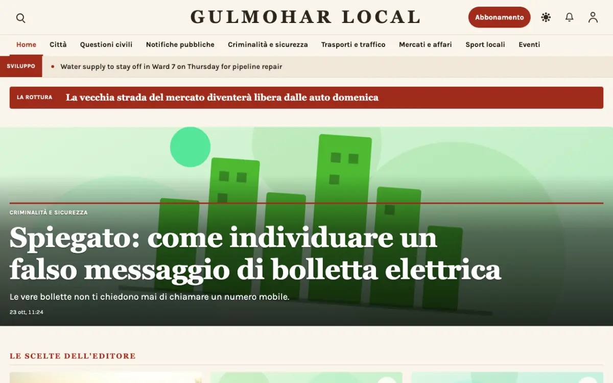 Blossomrow – template di sito per News Locali, vista desktop