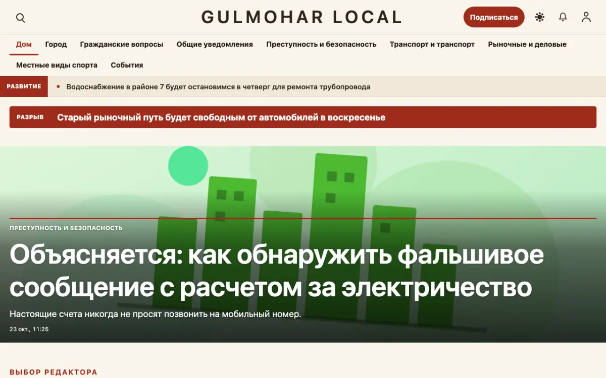 Blossomrow — шаблон сайта в категории «Местные: новости», вид на компьютере