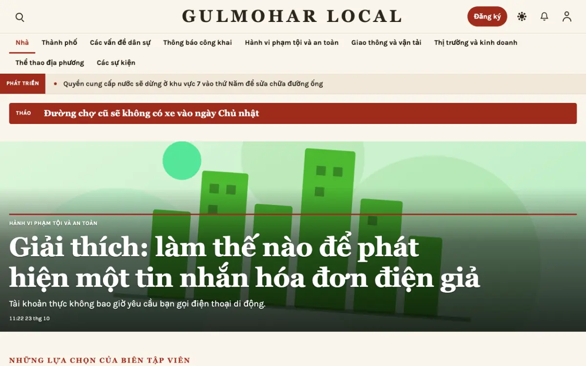 Blossomrow — mẫu website Tin Địa phương, giao diện máy tính