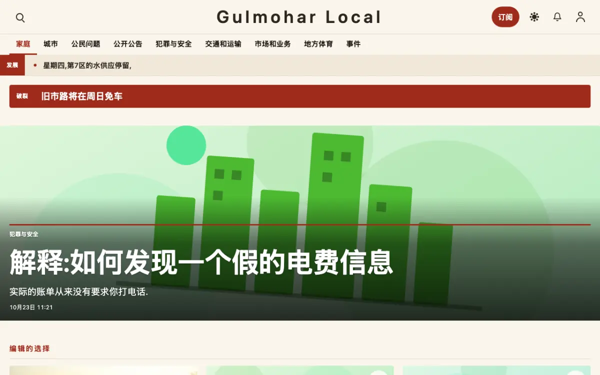 Blossomrow — 本地新闻网站模板，桌面版预览