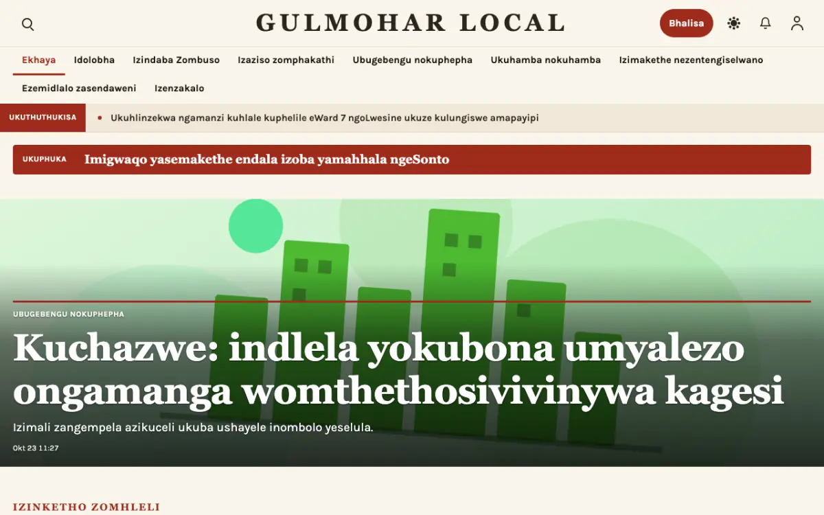 Blossomrow — ithempulethi yewebhusayithi ye-Izindaba ze-Zendawo, ukubuka kwekhompyutha