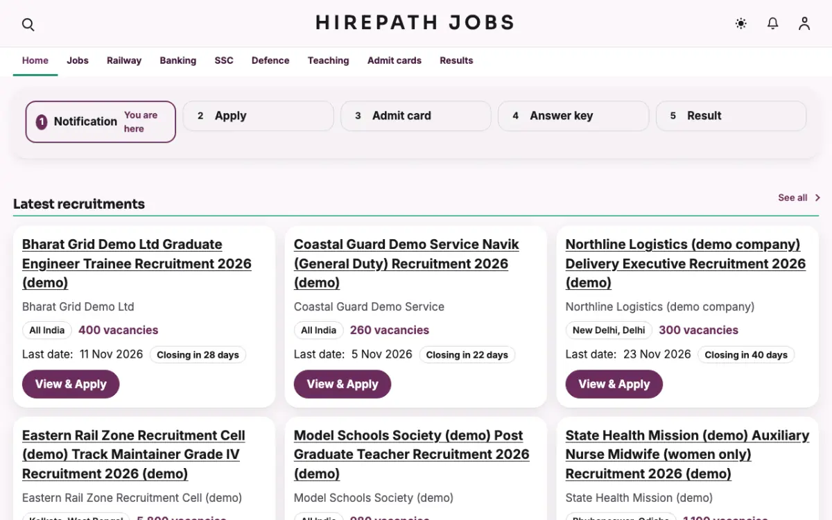 Hirepath — Jobs website template, desktop view