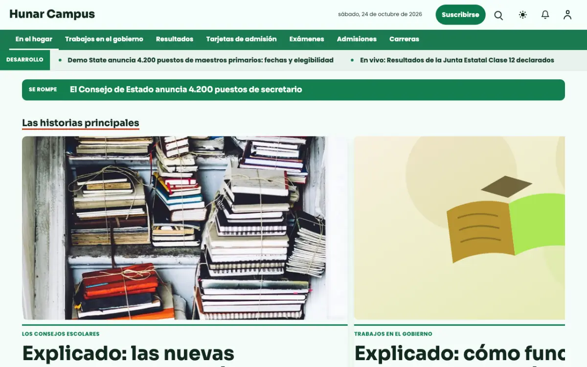 Craftbench — plantilla de sitio web de Noticias de Educación, vista de escritorio