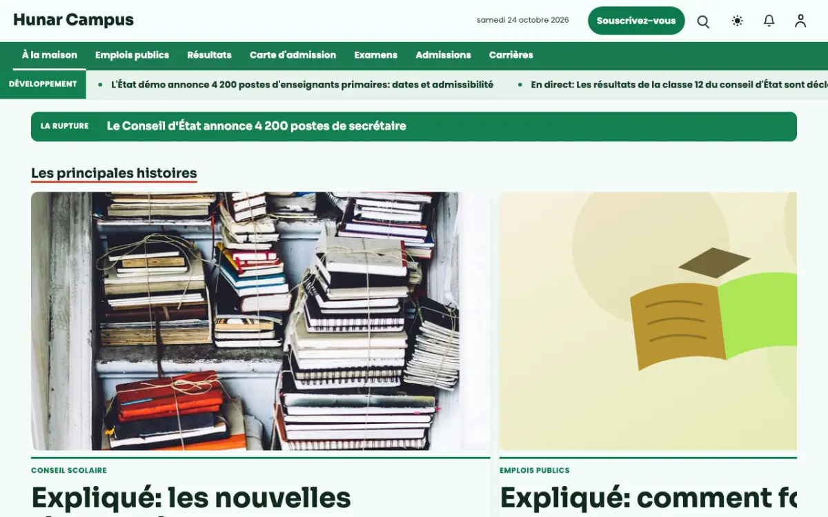 Craftbench — modèle de site web Actualités Éducation, vue sur ordinateur
