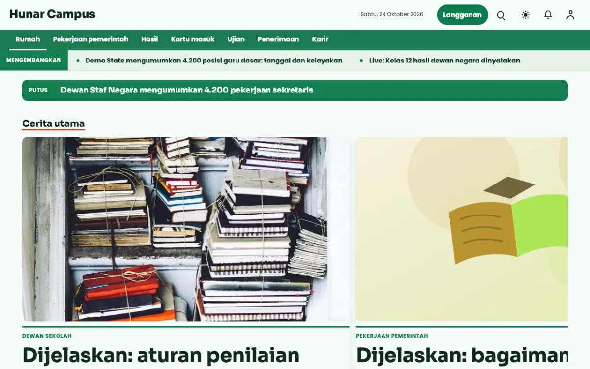 Craftbench — template situs Berita Pendidikan, tampilan desktop