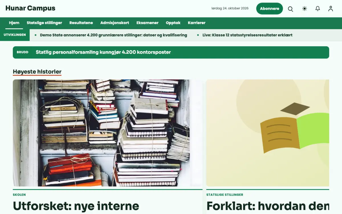 Craftbench – nettstedmal for Utdanning News, skrivebordsvisning