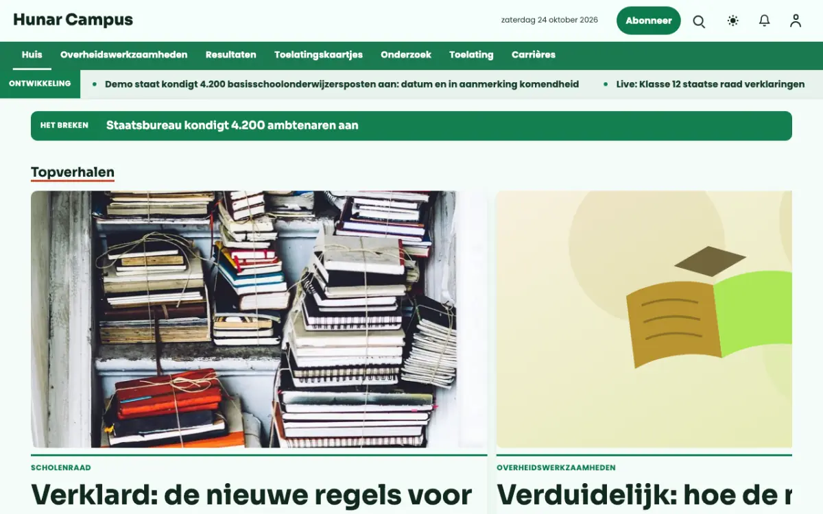 Craftbench – websitetemplate voor Onderwijsnieuws, desktopweergave