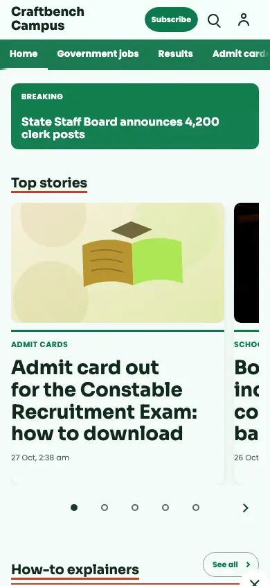 Craftbench — Education News app, phone view