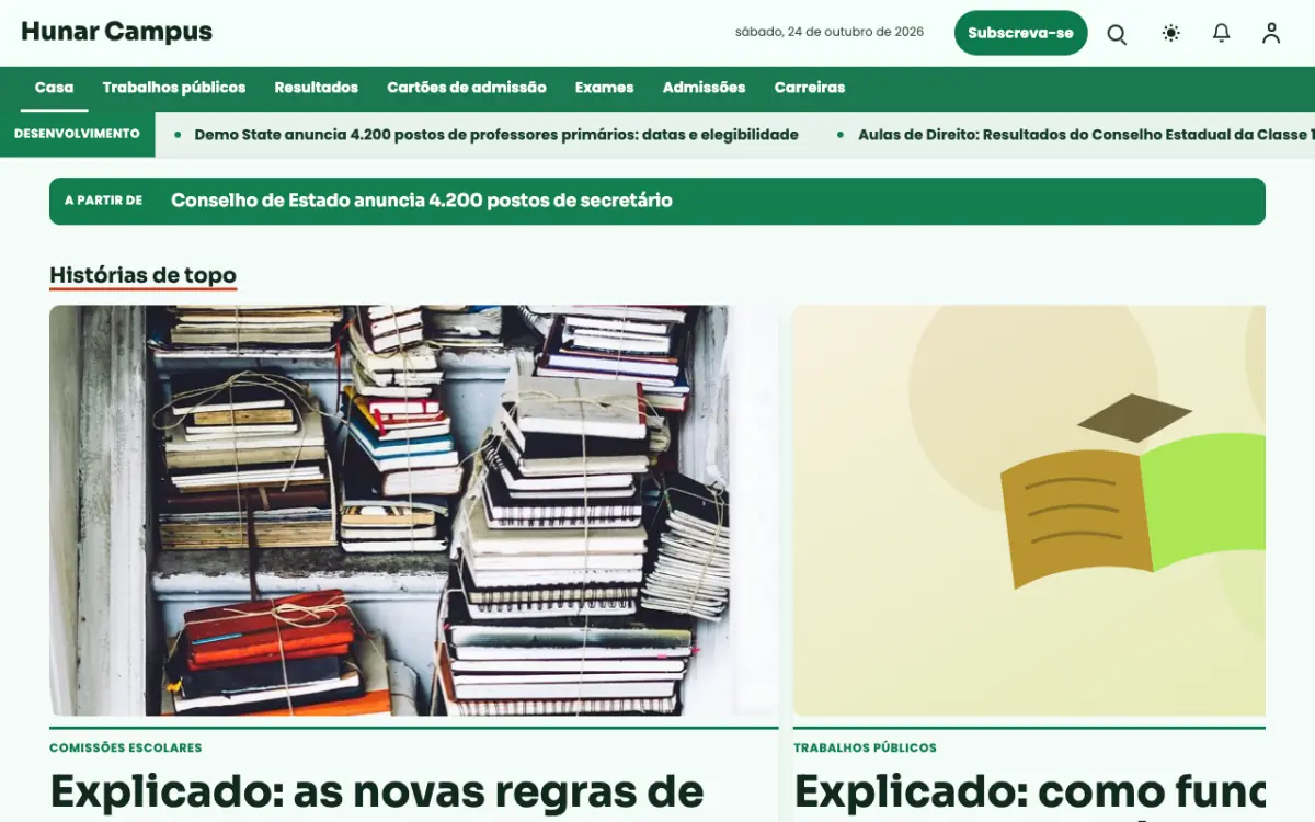 Craftbench — modelo de site de Notícias de Educação, vista em computador