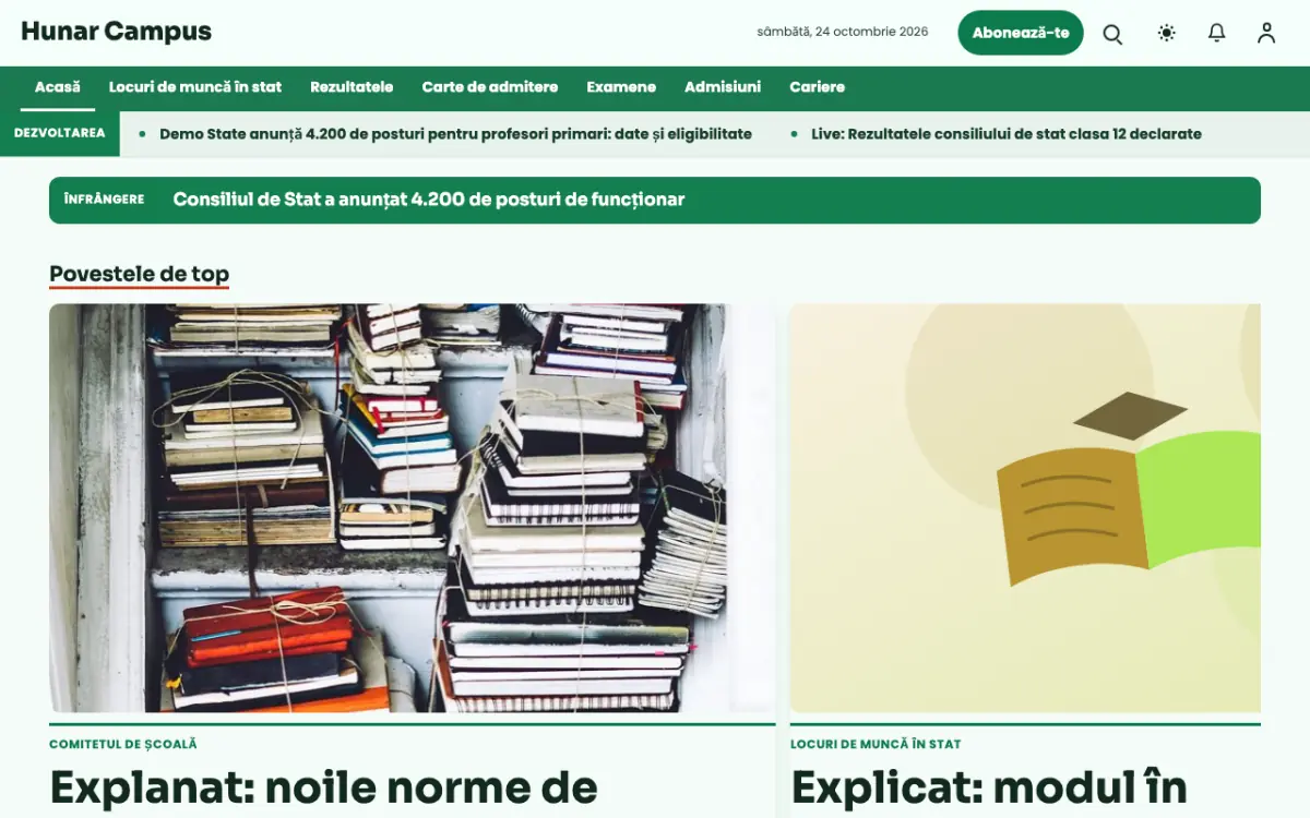 Craftbench – șablon de site pentru Știri Educație, vedere pe desktop