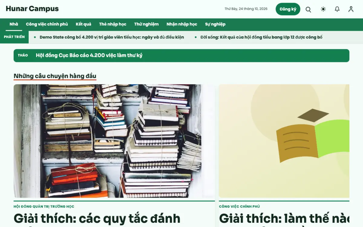 Craftbench — mẫu website Tin Giáo dục, giao diện máy tính