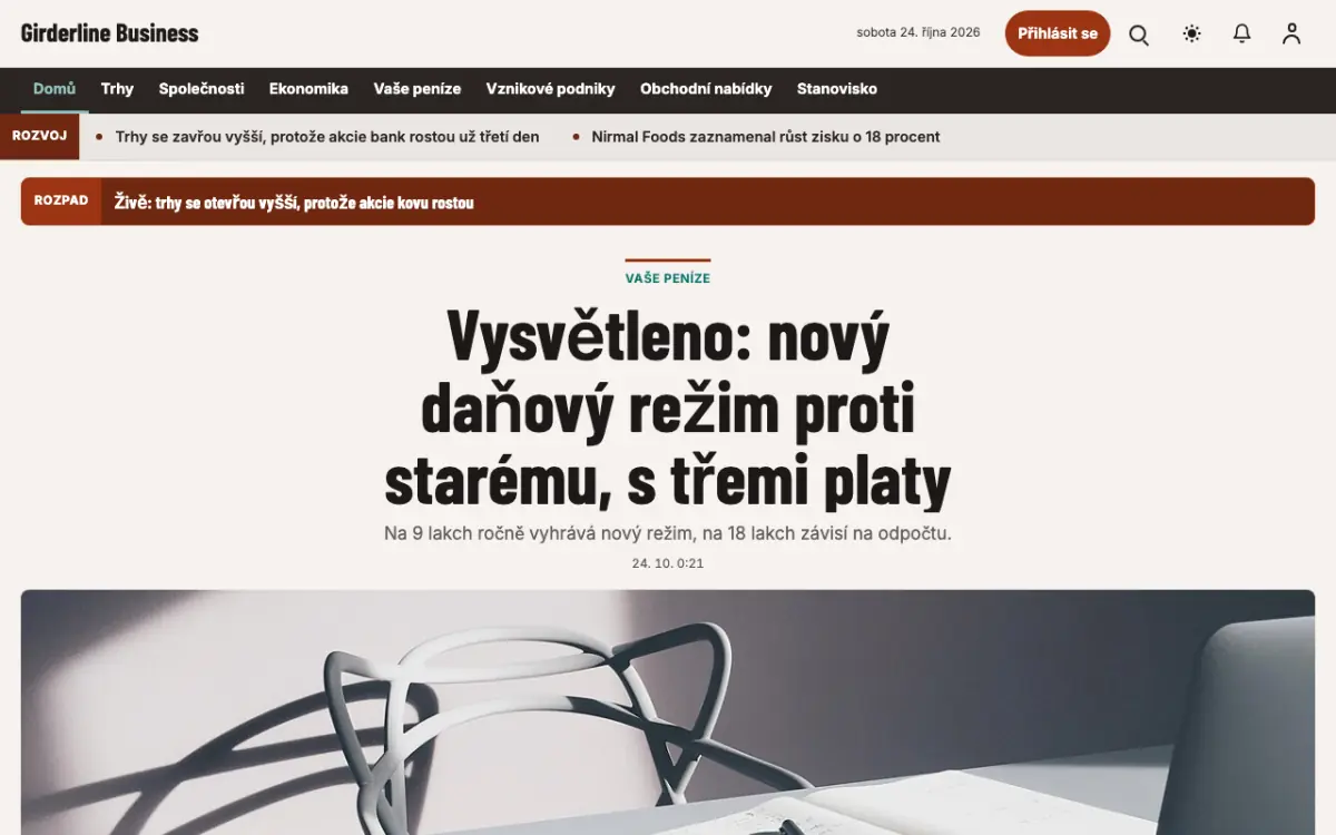Girderline — šablona webu v kategorii Byznys: zprávy, zobrazení na počítači