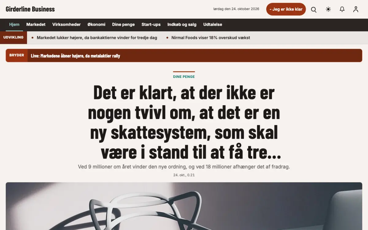 Girderline – hjemmesideskabelon til Erhverv News, skrivebordsvisning